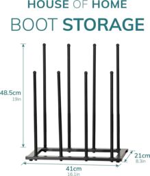 House of Home 4 Pair Dryer Metal Welly Walking Boot Stand Shoe Rack Garden Shed Home Storage in Black - thumbnail 2