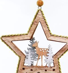 Shatchi Christmas Tree Hanging Decoration Standing Deer Star Shape in Gold - thumbnail 4