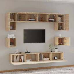 Berkfield Home Classic 8 Piece TV Cabinet Set Sonoma Oak Engineered Wood in Tan - thumbnail 1