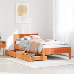 Berkfield Home Bed Frame without Mattress Wax Brown 90x190 cm Single Solid Wood Pine - thumbnail 1