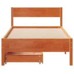 Berkfield Home Bed Frame without Mattress Wax Brown 90x190 cm Single Solid Wood Pine - thumbnail 4