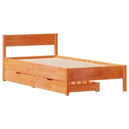 Berkfield Home Bed Frame without Mattress Wax Brown 90x190 cm Single Solid Wood Pine - thumbnail 3