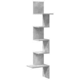 Berkfield Home Wall Corner Shelf Concrete Grey 32x32x127, 5 cm Engineered Wood - thumbnail 3