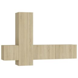 Berkfield Home 3 Piece TV Cabinet Set Sonoma Oak Engineered Wood in Brown - thumbnail 2