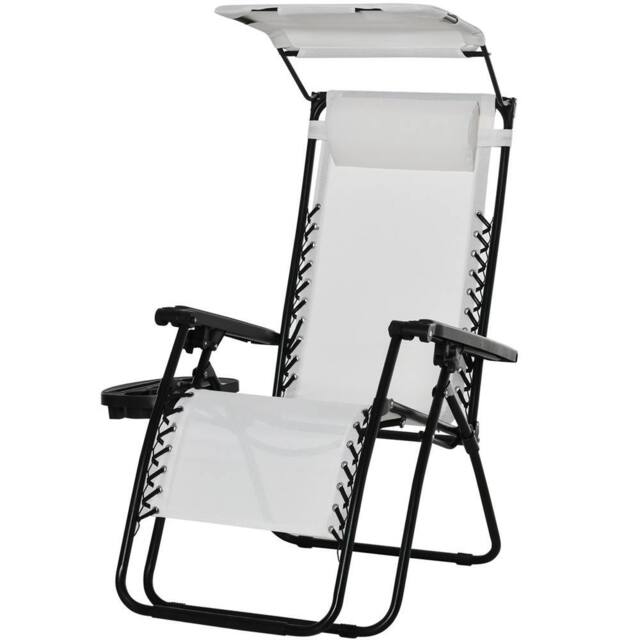 FLAVORA White Zero Gravity Garden Folding Patio Sun Lounger - Size: 0.6m2 - image 1