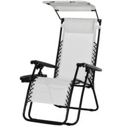 FLAVORA White Zero Gravity Garden Folding Patio Sun Lounger - Size: 0.6m2 - thumbnail 1
