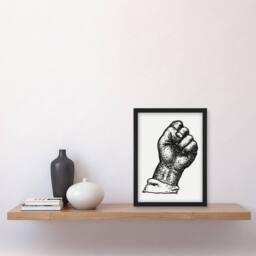 "Artery8 Clenched Fist Black & White Drawing Gestel Framed Wall Art Print - Size: W12"" x H16""" - thumbnail 4
