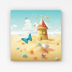Warren Reed - Designer Butterflies On A Beach Holiday Canvas in Yellow - Size: w10 inch x h10 inch - thumbnail 1