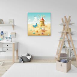Warren Reed - Designer Butterflies On A Beach Holiday Canvas in Yellow - Size: w10 inch x h10 inch - thumbnail 3