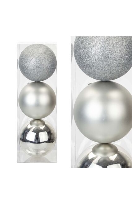 VFM e-Store Christmas Baubles Pack Of 3- 12Cm in Silver - image 1