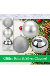 VFM e-Store Christmas Baubles Pack Of 3- 12Cm in Silver - thumbnail 2