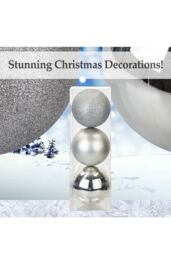 VFM e-Store Christmas Baubles Pack Of 3- 12Cm in Silver - thumbnail 3