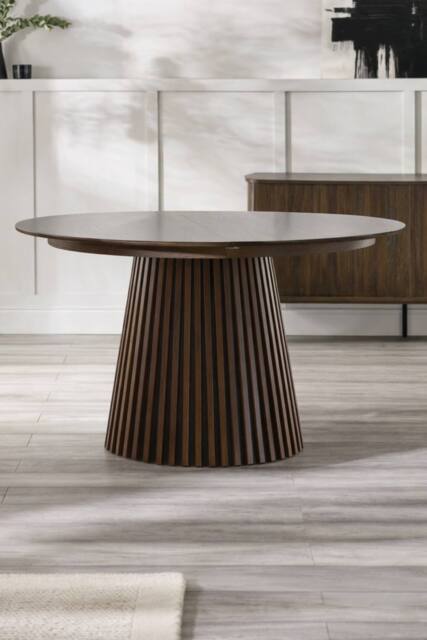 Julian Bowen Arya Round to Oval Extending 4-6 Seater Dining Table in Dark Brown - image 1