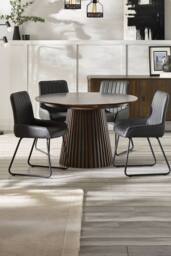 Julian Bowen Arya Round to Oval Extending 4-6 Seater Dining Table in Dark Brown - thumbnail 4