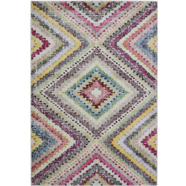 THE RUGS Villa Collection Diamond Design Rug in Multicolour - Size: 80 cm x 150 cm - image 1