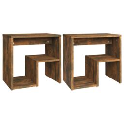 Berkfield Home Bed Cabinets 2 pcs Smoked Oak 40x30x40 cm Engineered Wood in Brown - Size: 40 x 30 x 40 cm - thumbnail 2