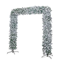 Samuel Alexander 8ft Double Door Snow Flocked Tree Flat Top Arch with 2000 Tips in Green - thumbnail 1