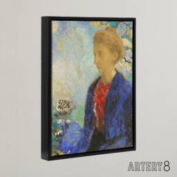 "Artery8 Baroness of Domecy Portrait Redon Vintage Black Framed Canvas Wall Art - Size: W18"" x H24""" - thumbnail 2