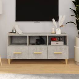 Berkfield Home TV Cabinet Concrete Grey 102x36x50 cm Engineered Wood - Size: 102 x 36 x 50 cm - thumbnail 2