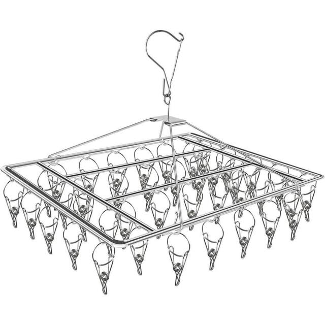 VOGREX 2x 20 Peg Stainless Steel Drying Hanger For Socks Underwear in Silver - image 1