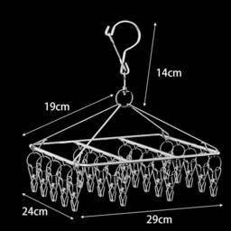 VOGREX 2x 20 Peg Stainless Steel Drying Hanger For Socks Underwear in Silver - thumbnail 2