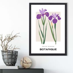 ARTZE Purple Iris Plants Flower Market Minimalist Framed Print SIZE: A2 with Black Frame - Size: A4 - thumbnail 2