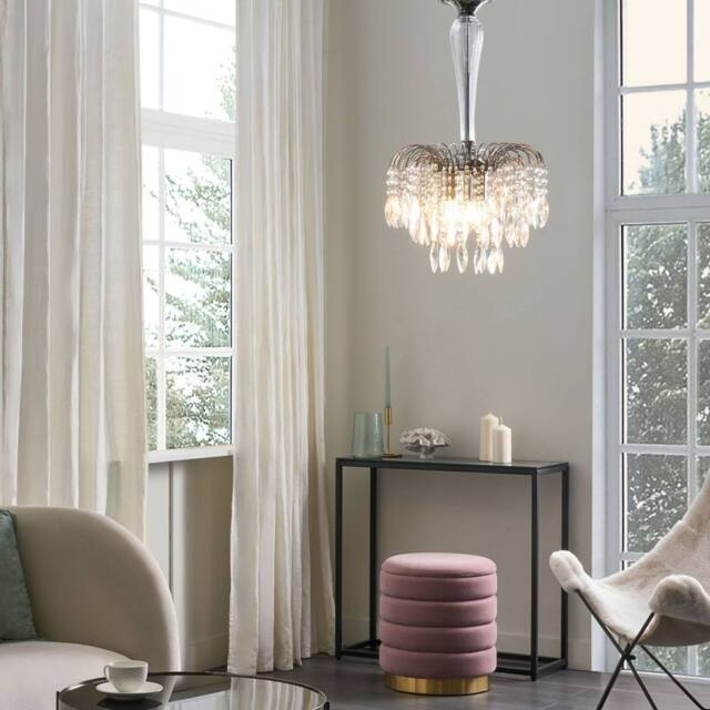 Wyld and Coco Silver Glass Crystals 3-Light Vintage Chandelier - image 1