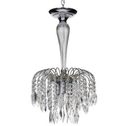 Wyld and Coco Silver Glass Crystals 3-Light Vintage Chandelier - thumbnail 4