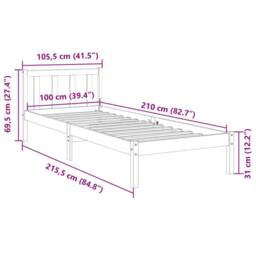 Berkfield Home Extra Long Bed Frame without Mattress 100x210 cm Solid Wood Pine in Light Tan - thumbnail 9