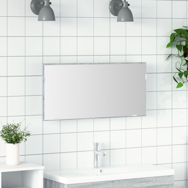 Berkfield Home Bathroom Mirror Cabinet with LED Light Grey Sonoma 80x37 cm - image 1