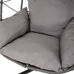 Living and Home Freestanding Hanging Chair with Stand and Cushion for Indoor & Outdoor in Grey - thumbnail 8