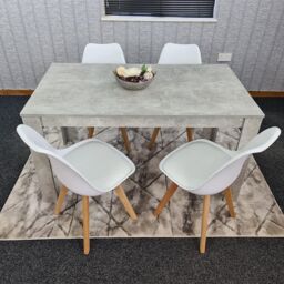 KOSY KOALA Modern Dining Table & 4 White Plastic Chairs Set Stylish Dining Room Furniture in Brown - thumbnail 9