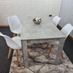 KOSY KOALA Modern Dining Table & 4 White Plastic Chairs Set Stylish Dining Room Furniture in Brown - thumbnail 7