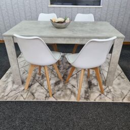 KOSY KOALA Modern Dining Table & 4 White Plastic Chairs Set Stylish Dining Room Furniture in Brown - thumbnail 2