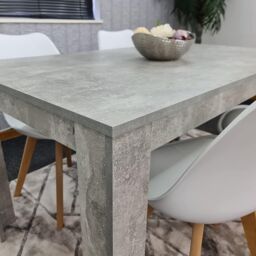 KOSY KOALA Modern Dining Table & 4 White Plastic Chairs Set Stylish Dining Room Furniture in Brown - thumbnail 4