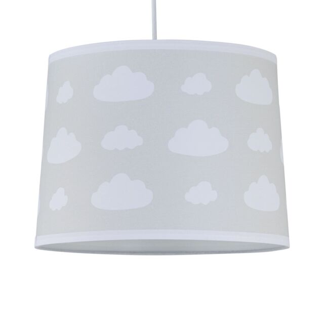 First Choice Lighting Clouds - Light Grey Easy Fit Fabric Pendant Shade in White - image 1