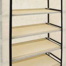 Berkfield Home Shoe Cabinet with Cover Cream 58x28x106 cm Fabric in Beige - Size: 58 x 28 x 106 cm - thumbnail 6