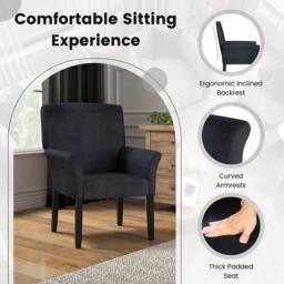 Kelvenix Executive Reception Chair Velvet Waiting Room Chair-Black in Black - Size: 0.6m2 - thumbnail 5