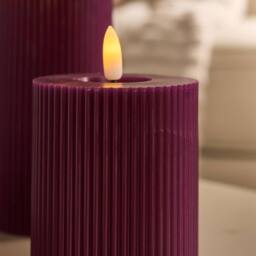 OHS Set of 3 Ribbed Flameless LED Candles Decorative Lights Party Home in Burgundy - thumbnail 3