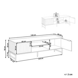 Wyld and Coco Black Marble-Effect TV Stand 140x40 cm - MDF with Iron Legs - thumbnail 3