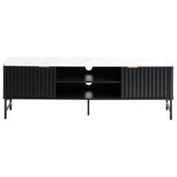 Wyld and Coco Black Marble-Effect TV Stand 140x40 cm - MDF with Iron Legs - thumbnail 5