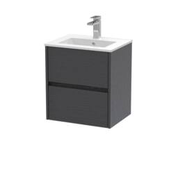 Balterley Chartley 2 Drawer Wall Hung Vanity Basin Unit, Graphite Grey, 500mm in Grey - thumbnail 1