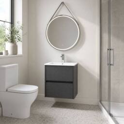 Balterley Chartley 2 Drawer Wall Hung Vanity Basin Unit, Graphite Grey, 500mm in Grey - thumbnail 4