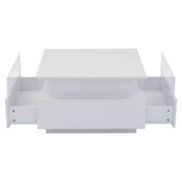 STILVORA Square Coffee Table with 2 Drawers & LED, White - thumbnail 9
