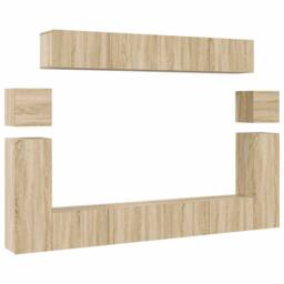 Berkfield Home Modern 8 Piece TV Cabinet Set Sonoma Oak Engineered Wood in Light Tan - thumbnail 3