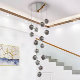 Living and Home 16-Light Cluster Glass Ball Pendant Chandelier in Silver - thumbnail 2