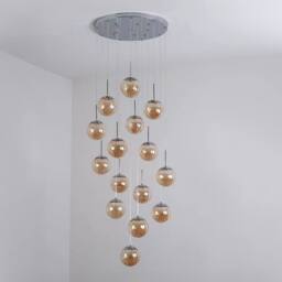 Living and Home 16-Light Cluster Glass Ball Pendant Chandelier in Silver - thumbnail 3