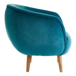 Orsina Teal Fabric Accent Chair, Diamond Stitch Upholstery & Pine Wood Legs, Contemporary Low Profile Armchair in Blue - thumbnail 3