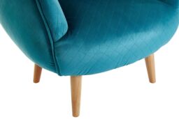 Orsina Teal Fabric Accent Chair, Diamond Stitch Upholstery & Pine Wood Legs, Contemporary Low Profile Armchair in Blue - thumbnail 5