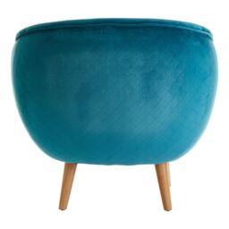 Orsina Teal Fabric Accent Chair, Diamond Stitch Upholstery & Pine Wood Legs, Contemporary Low Profile Armchair in Blue - thumbnail 2